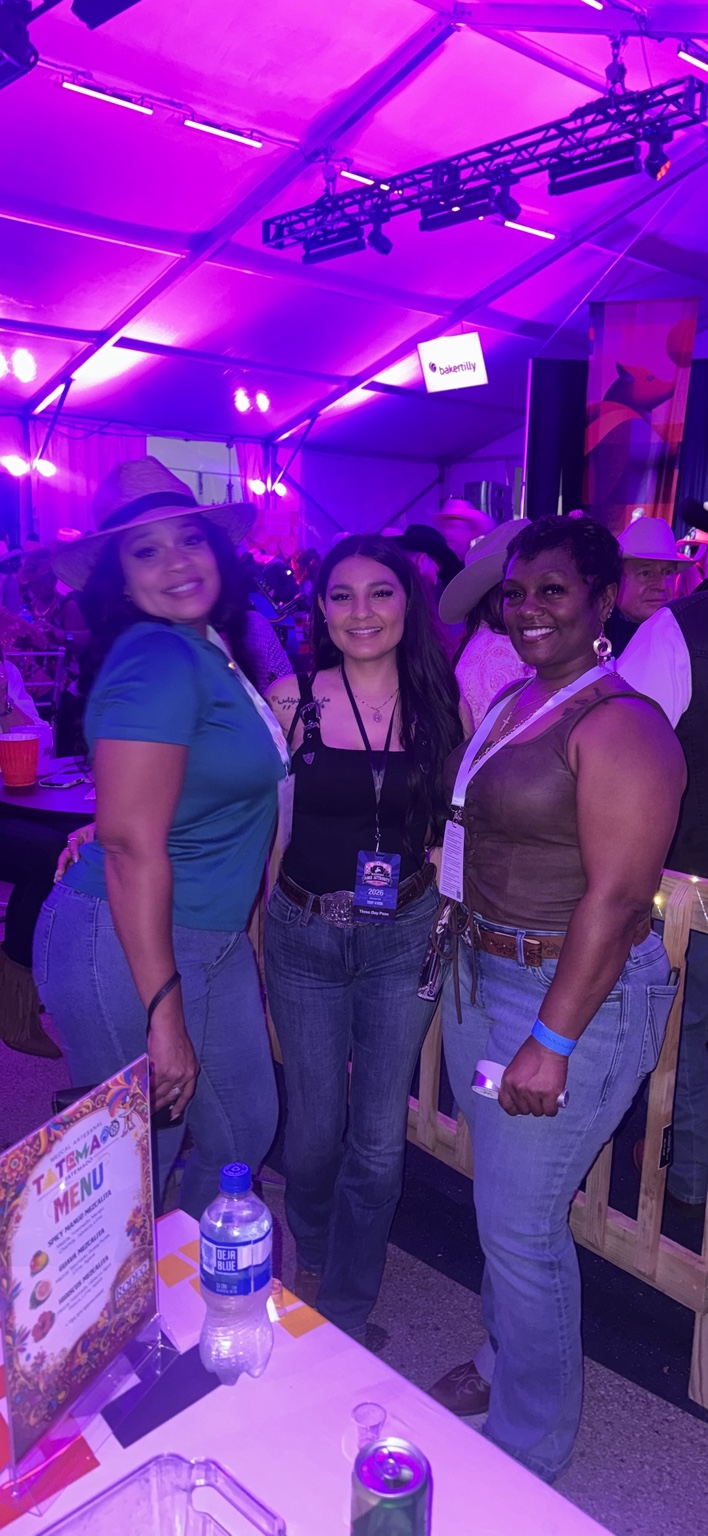 Natalie Smith enjoying the Houston Rodeo Cook-Off festivities with account partners after securing a three-year 1953 Tequila partnership