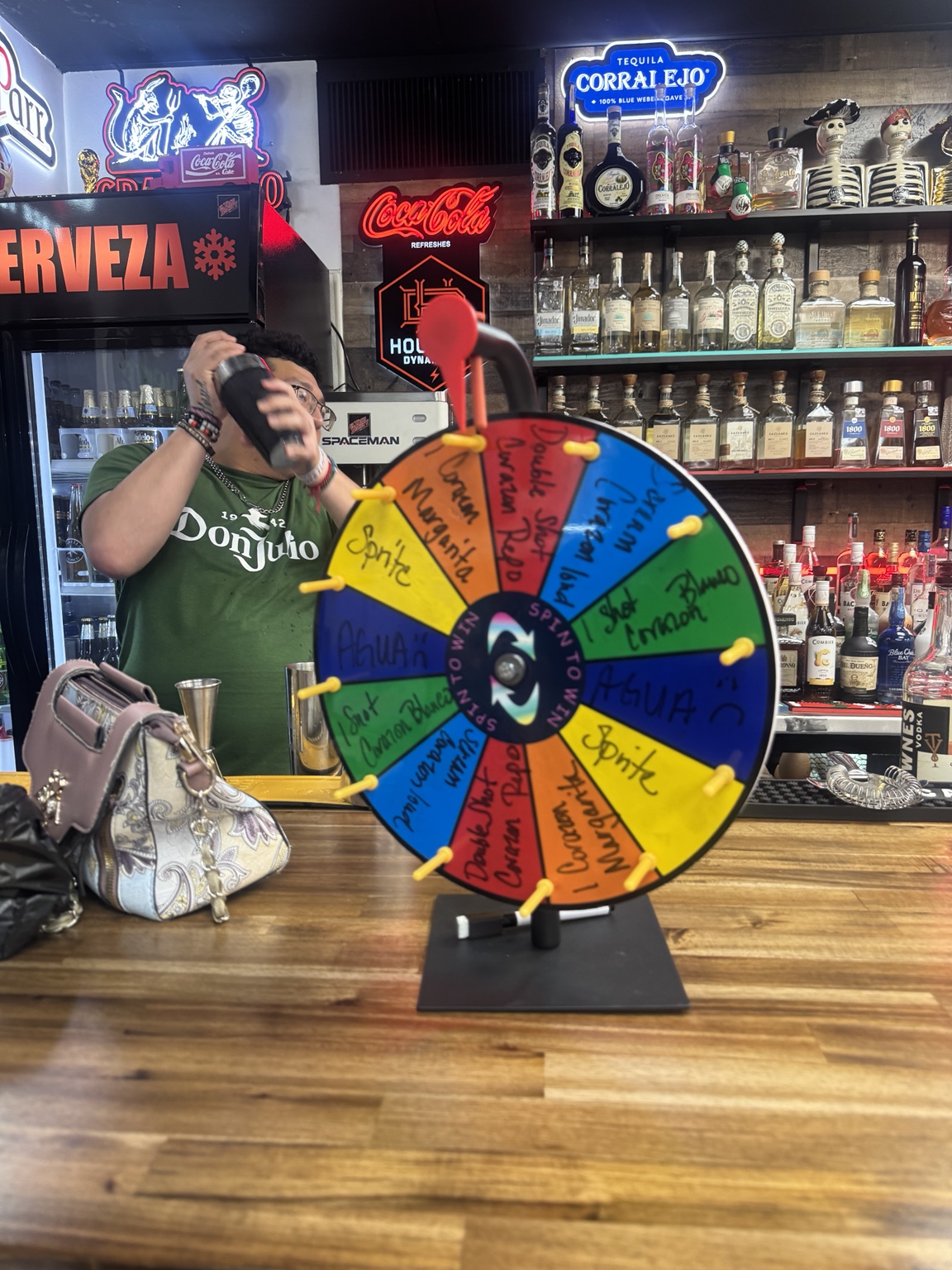 Interactive prize wheel during a happy-hour activation
